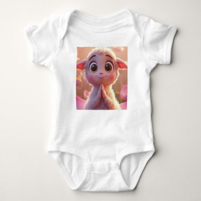 Serene Lamb auf Lotus - Baby Bodysuit Baby Strampler (Vorderseite)