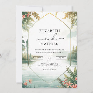 Serene Landscape Floral Wedding Einladung