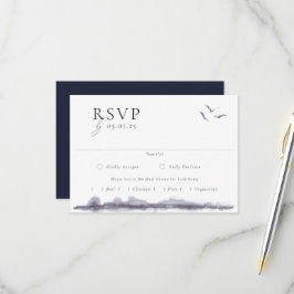 Serene Landscape Watercolor Wedding RSVP Karte