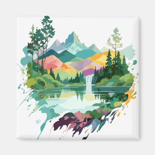 Serene Landschaft Ruhe Stille Naturgebirge Magnet