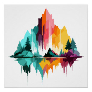 Serene Landschaft Ruhe Stille Naturgebirge Poster