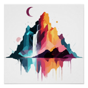Serene Landschaft Ruhe Stille Naturgebirge Poster