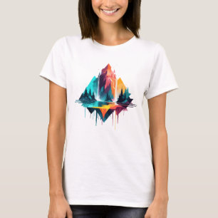Serene Landschaft Ruhe Stille Naturgebirge T-Shirt