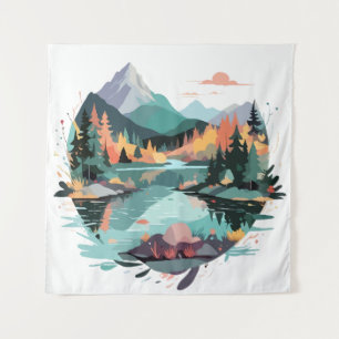 Serene Landschaft Ruhe Stille Naturgebirge Wandteppich