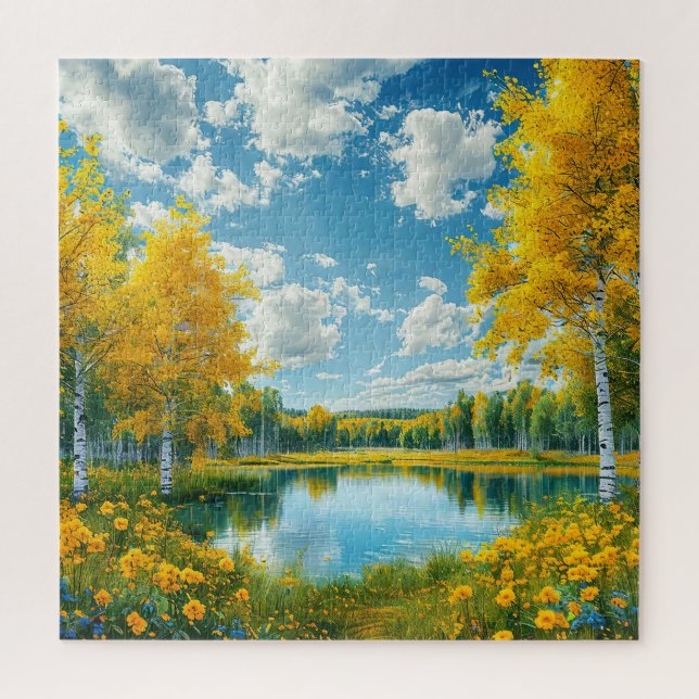 Serene Landschaftliche Seenlandschaft mit gelbem F (Vertikal)