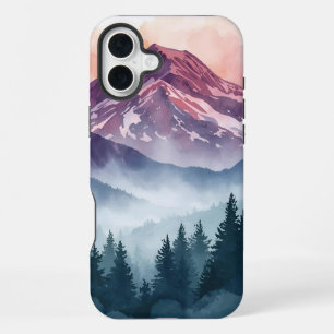 Serene Landschaftshülle – Wasserfarben Berge iPhone 16 Plus Hülle