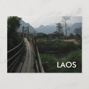 Serene Laos Mountain, Fluss, Bridge Südostasien Postkarte