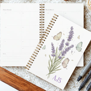 Serene Lavendel-Wasserfarben-Schmetterling-Blumen Planer