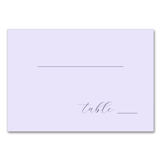 Serene Lavender Calligraphy Tischnummer (Vorderseite)