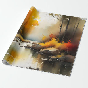 Serene lebendige Landschaft der Herbstflüsse Geschenkpapier