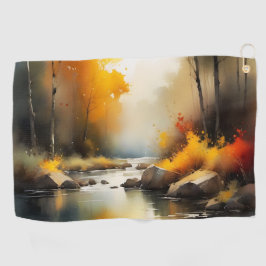 Serene lebendige Landschaft der Herbstflüsse Golfhandtuch