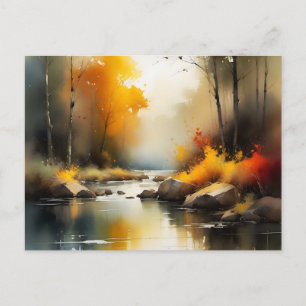 Serene lebendige Landschaft der Herbstflüsse Postkarte