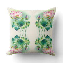 Serene Lotus Bliss : Coussin d'aquarelle paisible