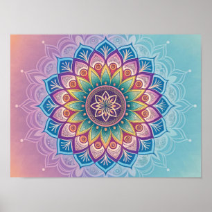 Serene Mandala: Ein Pastel Kaleidoskop Poster