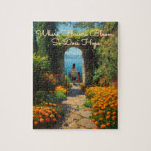 Serene Marigolds Path to the Sea Art