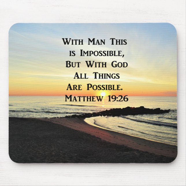 SERENE MATTHEW 19:26 SUNRISE SCRIPTURE MOUSEPAD (Vorne)