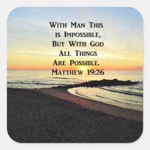 SERENE MATTHEW 19:26 SUNRISE SCRIPTURE QUADRATISCHER AUFKLEBER