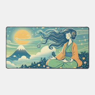 Serene Mediation Desk Mat Anime Girl Meditation Schreibtischunterlage