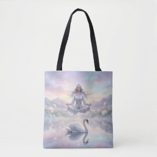 Serene Meditation Woman & Swan Fantasy Tote Bag Tasche