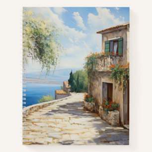 Serene Mediterranean Coastal Spiral Notebook Notizbuch