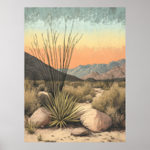 Serene Mojave Sunrise: California Wüstenkunst Prin Poster