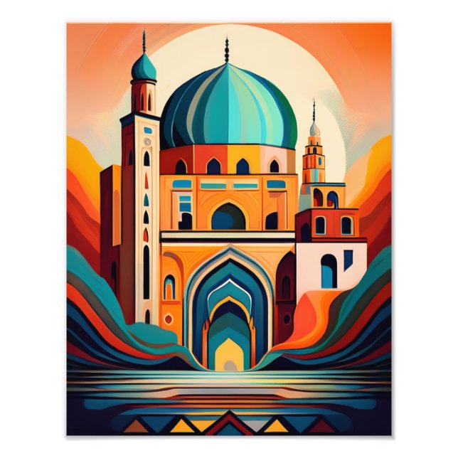 Serene Moschee unter dem Sonnenuntergang: KulturPr Fotodruck (Vorne)