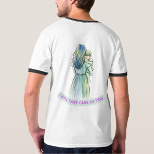 Serene Mother & Child Watercolor Embrace T - Shirt