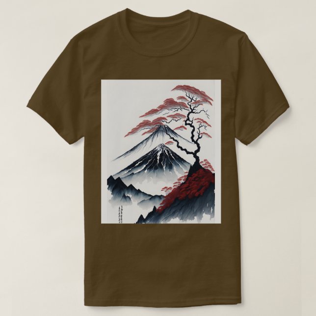 Serene Mount Fuji Sunset Friedliche Flusslandschaf T-Shirt (Design vorne)