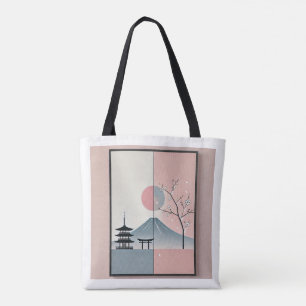 Serene Mount Fuji und Cherry Blossom Art Tasche