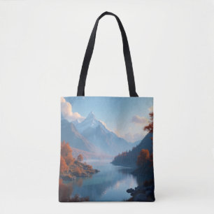Serene Mountain Lake & Autumn Tree Landschaft Tasche