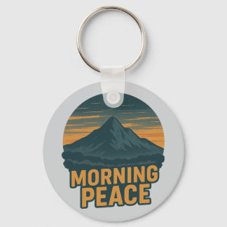 Serene Mountain Sunrise Retro Emblem Schlüsselanhänger