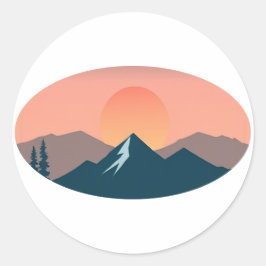Serene Mountain Sunset Runder Aufkleber