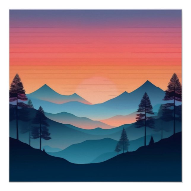 Serene Mountain Sunset View Poster (Vorderseite)
