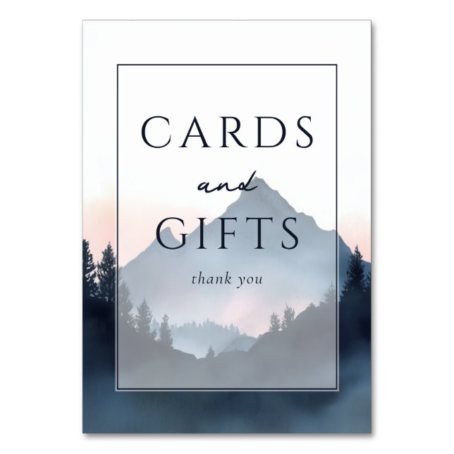 Serene Mountain Thank You Card Tischnummer (Vorderseite)