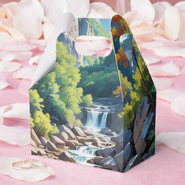Serene Mountain Waterfall Landschaft Geschenkschachtel (Hochzeit)