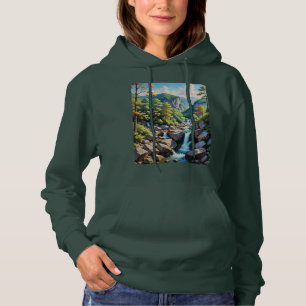 Serene Mountain Waterfall Landschaft Hoodie
