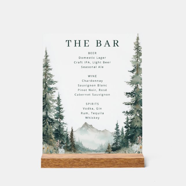 Serene Mountain Wedding Acrylschild (Vorderseite)
