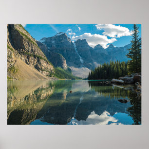 Serene Mountains Behind River Nature Szene Poster