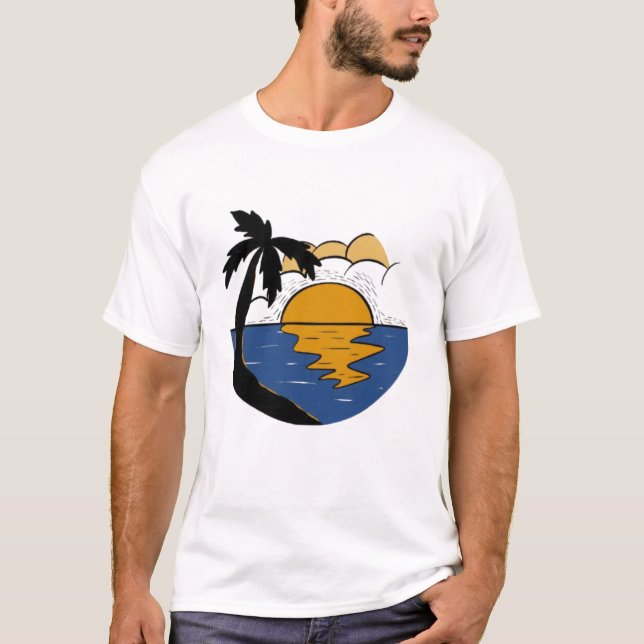 Serene Nature Escape T-Shirt – Sun, Tree & River M (Devant)