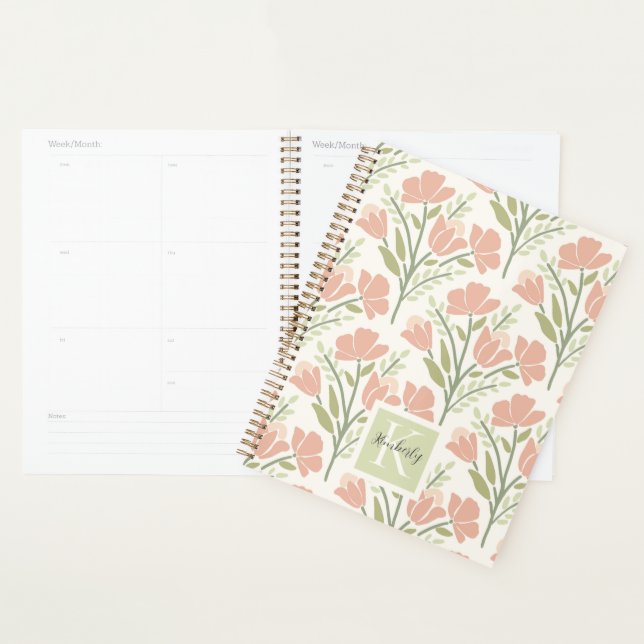 Serene Neutral Florals Mit Monogramm Planer (Anzeige)