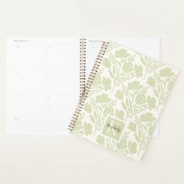 Serene Neutral Florals Mit Monogramm Planer
