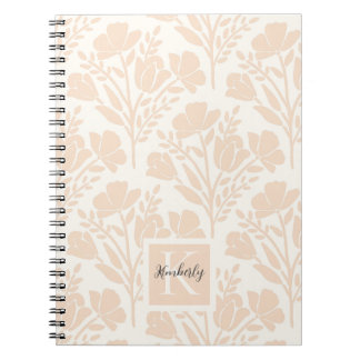 Serene Neutral Peachy Pink Florals Mit Monogramm Notizblock