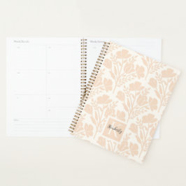 Serene Neutral Peachy Pink Florals Mit Monogramm Planer