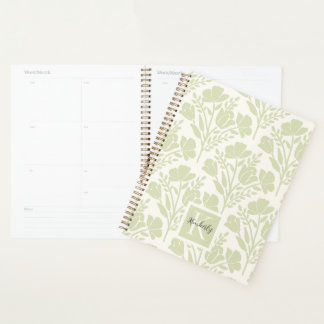 Serene Neutrale Blumen Monogramm Planer