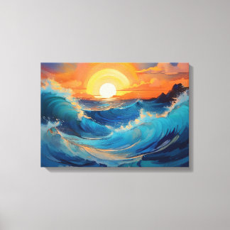 Serene Ocean Waves bei Sonnenaufgang Leinwanddruck