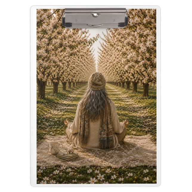 Serene Orchard Sticky Notes | Romantic Botanical  Klemmbrett (Vorderseite)