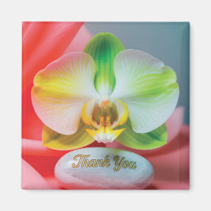 Serene Orchideenblume mit "Danke"-Text Magnet