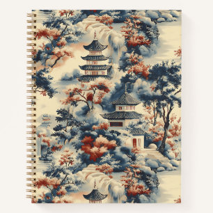 Serene Pagodas in einer Bergwelt Notizbuch