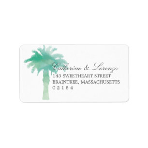 Serene Palm Tree Watercolor   Anschrift Adressaufkleber