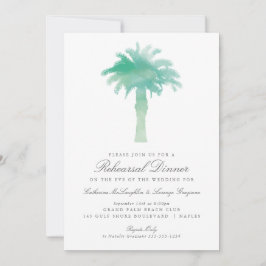 Serene Palm Tree Watercolor | Hochzeitsfeier Probe Einladung